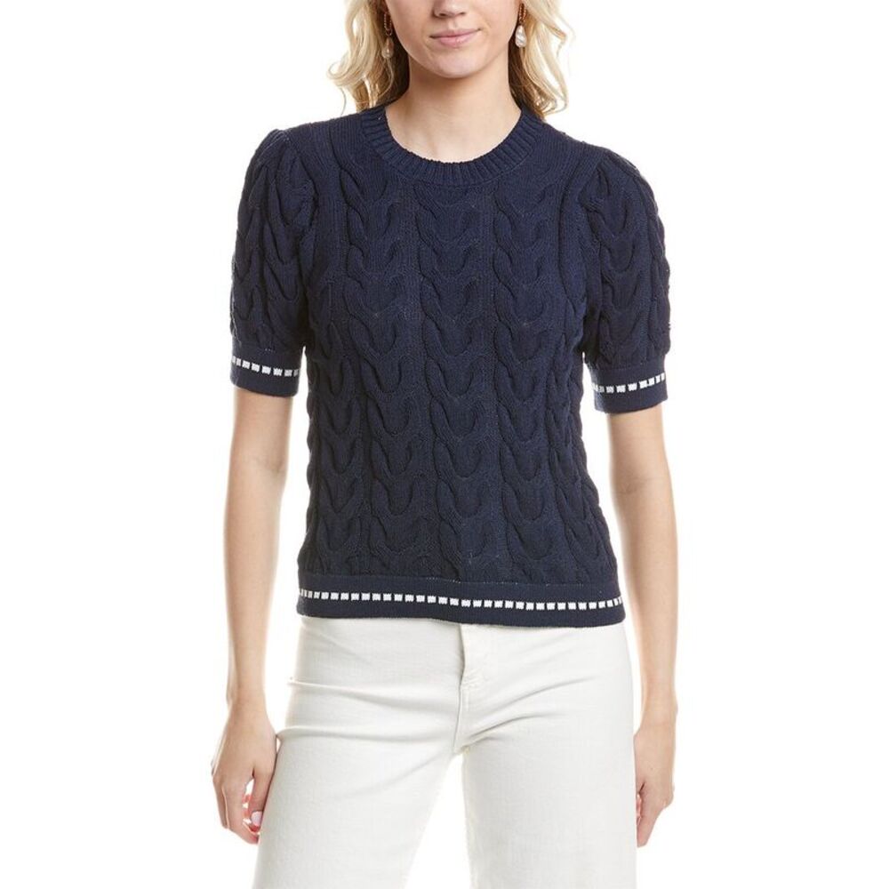 Design History Womens  Puff Sleeve Sweater, Navy